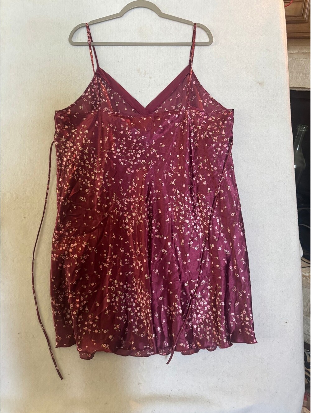Delta Burke 3X Burgundy Floral Slipwear Dress